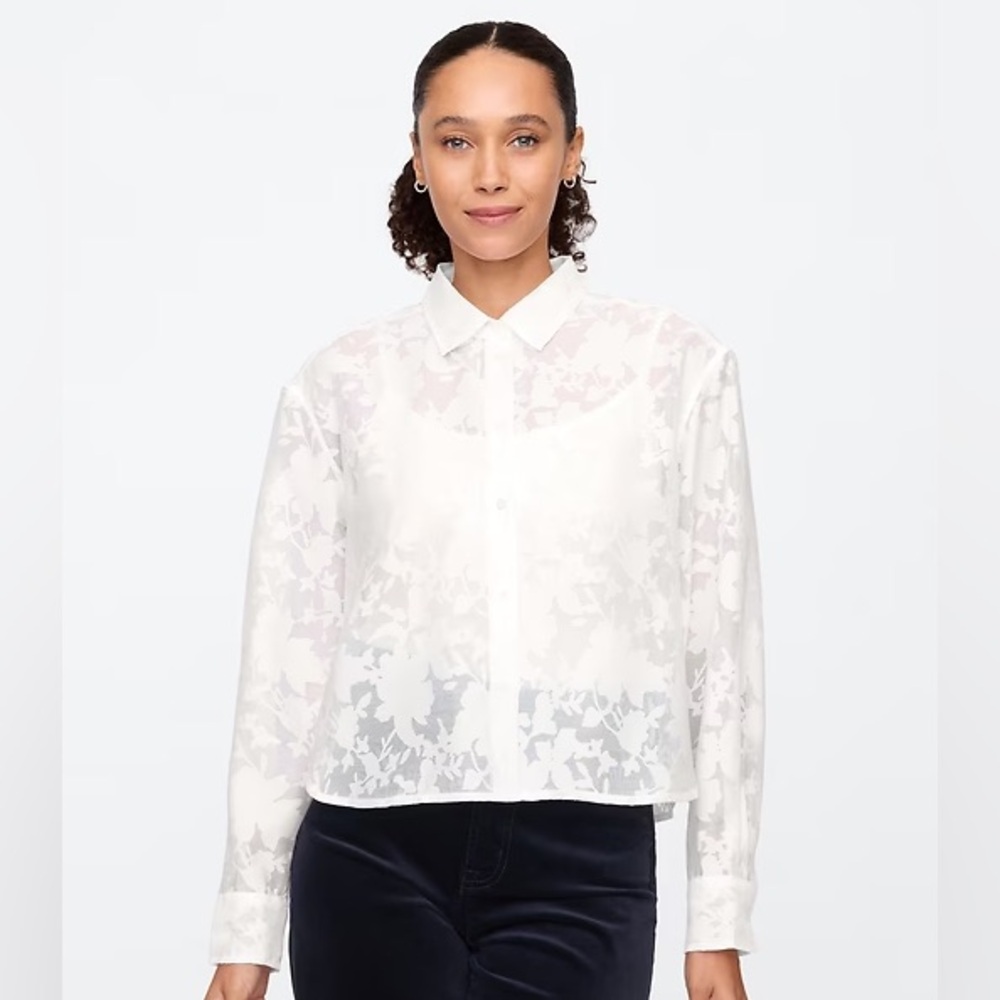 Gap Floral Burnout Button Down Top Sz L